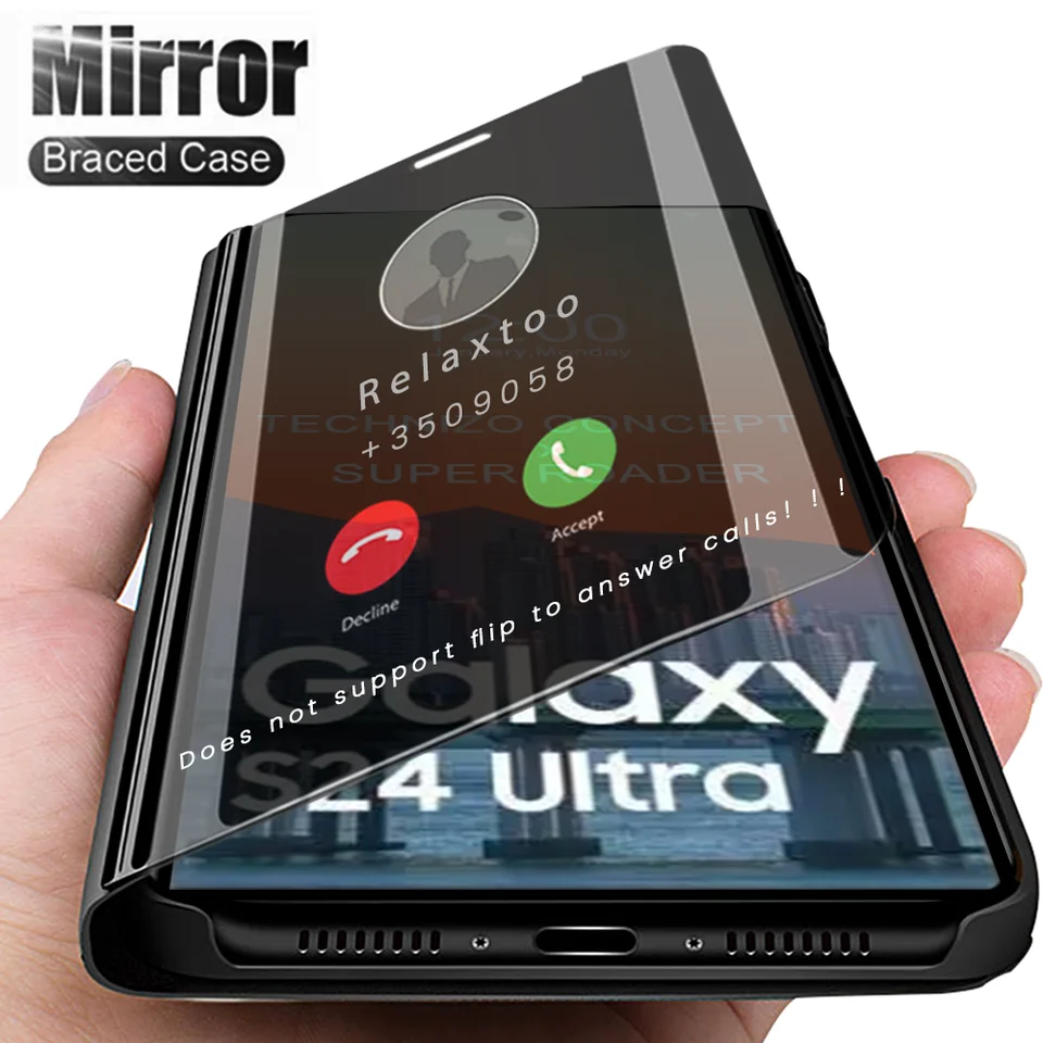 Funda Redmi13C Case Smart Mirror Leather Flip Cover pre Xiaomi Redmi 13C 23100RN82L Magnetic Book stojan Coque Redmi13 C