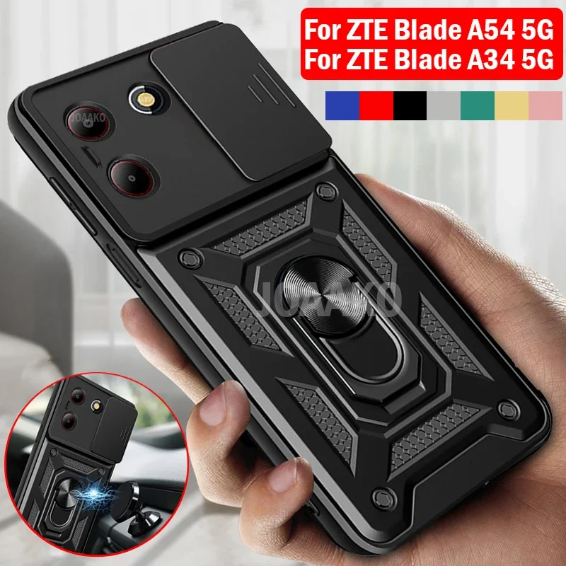 Funda slzovej fotoaparátu pre Zte Blade A54 A34 Puzdro Armor Kruh na ochranu krytu pre ZTE Blade A34 A54 SOCKOPPOPT CAPA CAPA
