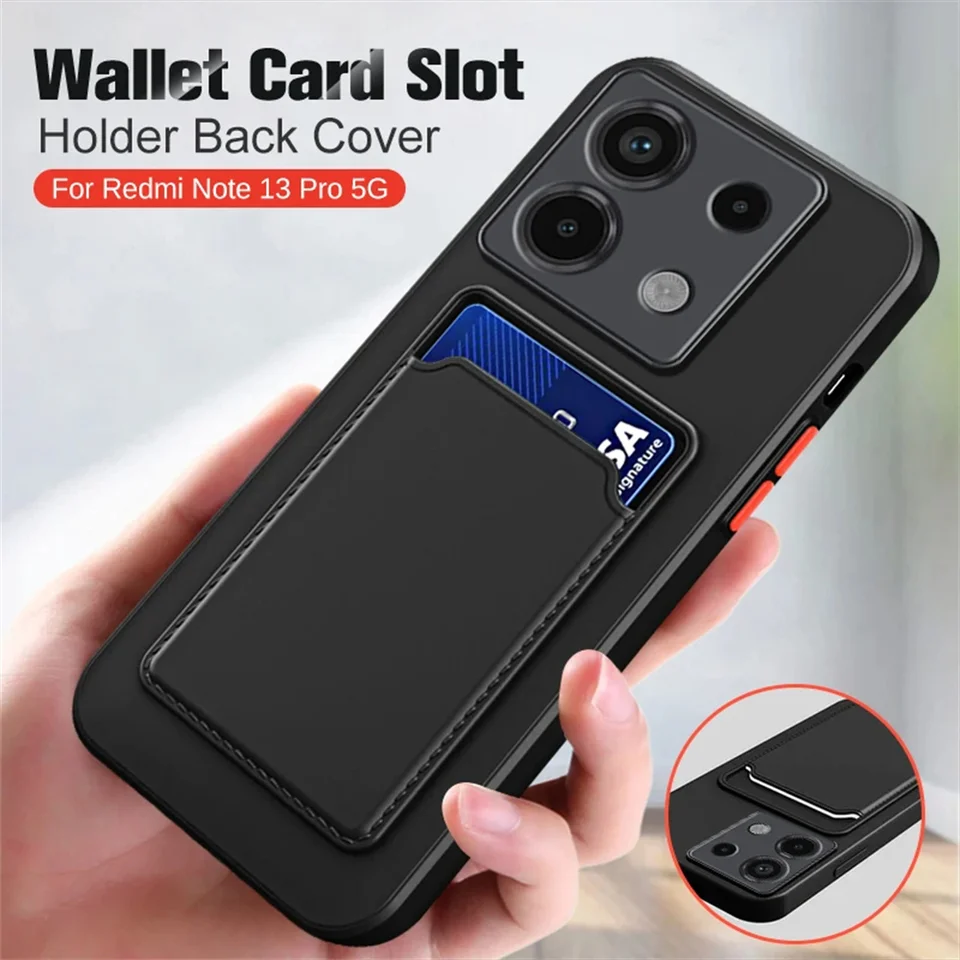 Fundas Soft Silicon Card Slot Pase pre Redmi Note 13 11 11 11S 10 9 11S Pro Plus 4G Xiaomi Mi Poco X6 Pro 5G Cover Wallet Cover