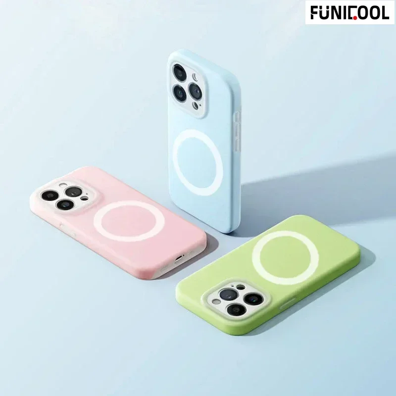 Funicool želé kvapalina Silikone Magsafe puzdro pre iPhone 16 15 14 13 12 11 pro max