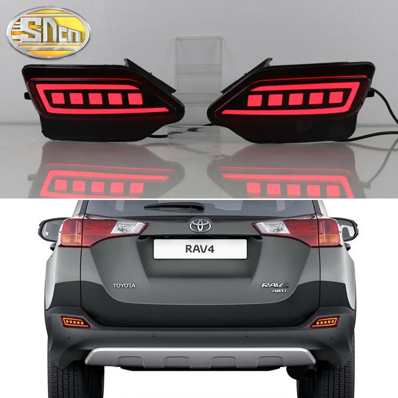 Funkcie 3-in-1 12V LED BUMPLE BUMPLE Svetlo Zadná hmlová žiarovka Dynamická reflektor signálu Turning pre Toyota Rav4 Rav 4 2013-2016