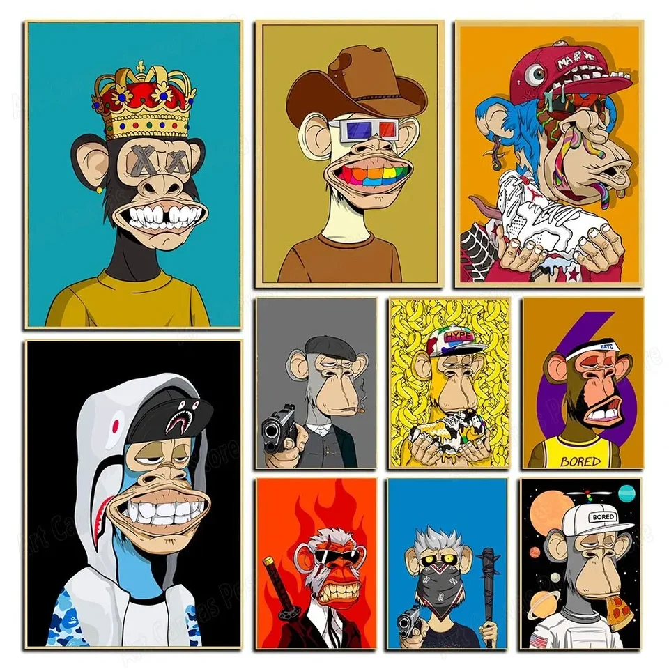Funny Animal Monkey nástenná maľba Karika