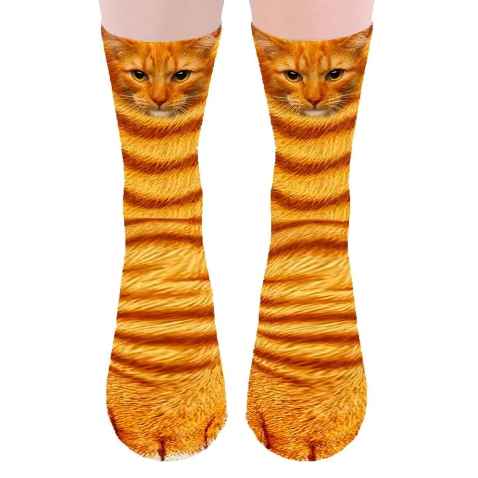Funny Animal Paw Socks, 1 pár bláznivých noviniek Cat Claw ponožky vianočné pančuchové výrobky, 3D najnovšia mačka oranžová labka ponožky