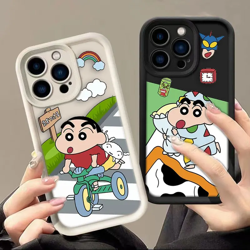 Funny Anime C-Crayon S-Shin Chan telefónny puzdro pre OPPO A17 A31 A38 A52 A53 A53S A54 A55 A57 A58 A60 A72 A74 A76 A76 A78 A78 A92 4G 5G Case