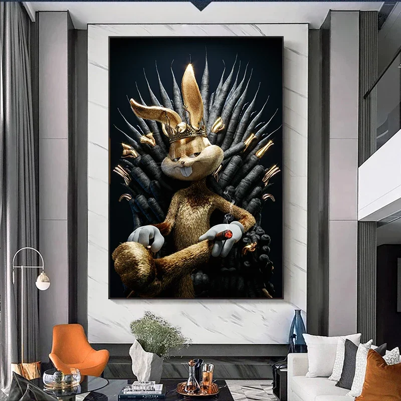 Funny Art Duck Disney Rabbit fajčiarsky plátno maľba tlačiaca tlače Cuadros nástenná izba obývacia izba domáca dekorácia (bezrámový)