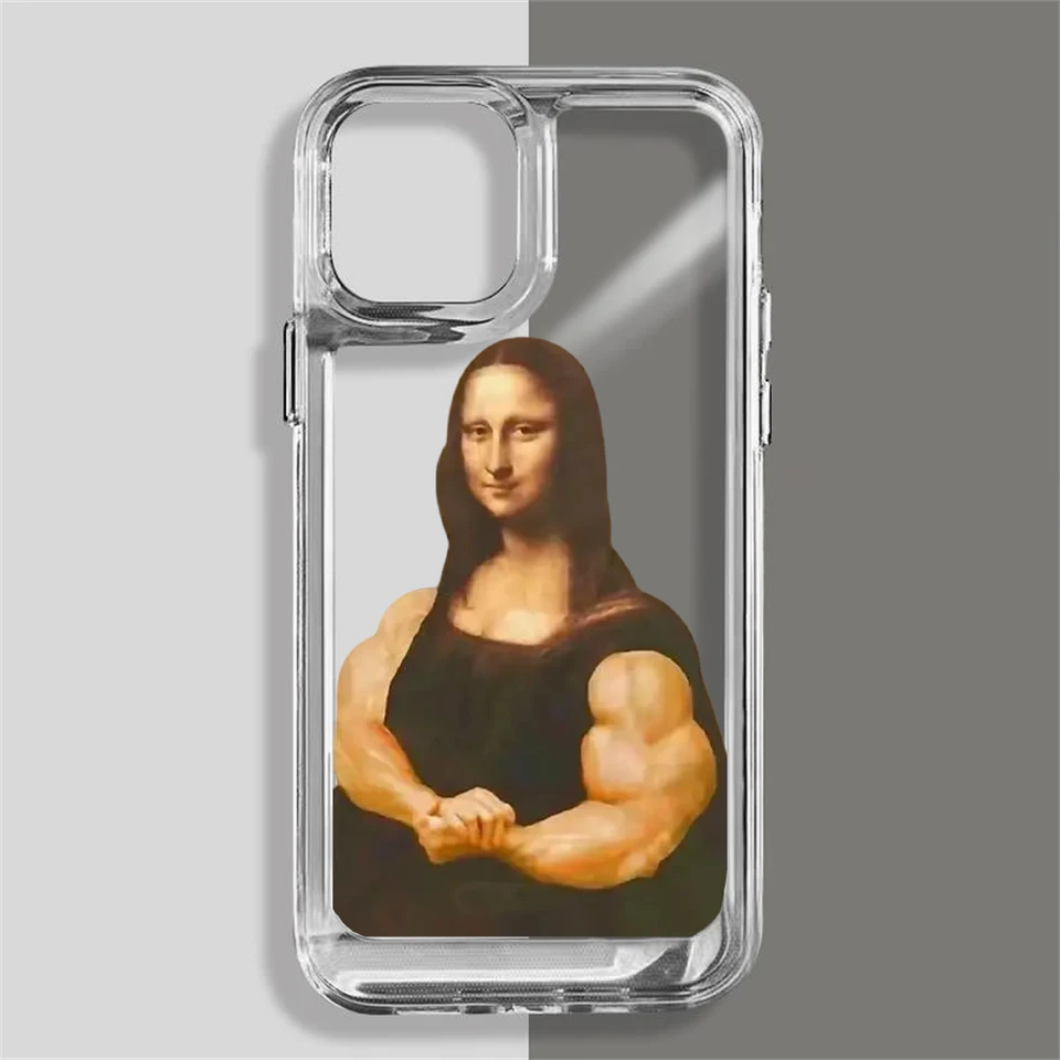 Funny Art Estetic Mona Lisa Clear Case pre iPhone 16 15 11 12 13 14 Pro Max