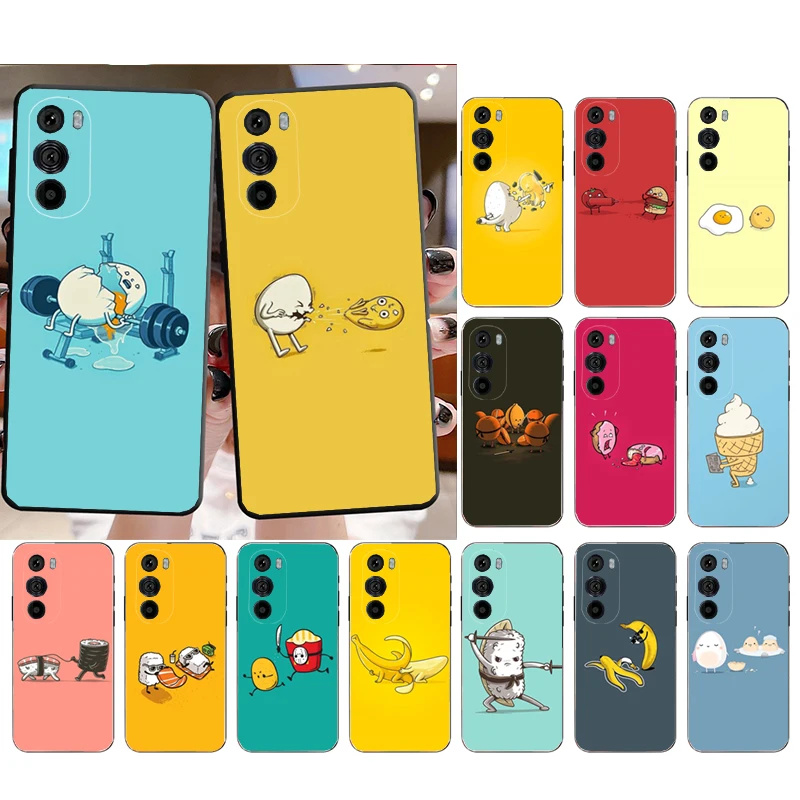 Funny Cartoon Food Telefón puzdro pre Motorola Edge 50 40 Pro 50 40 30 Ultra Neo Fusion Moto G Play g Stylus g Power g 5g