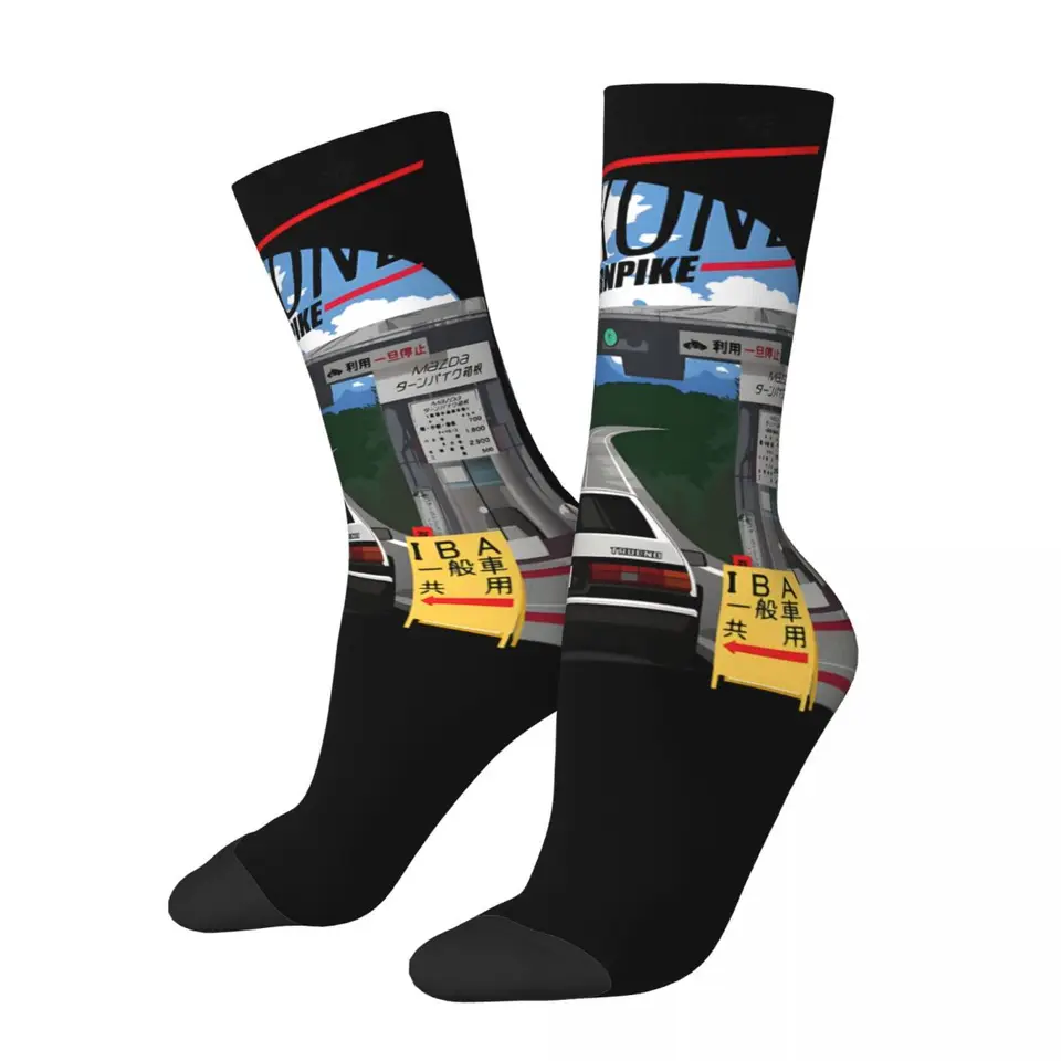 Funny Crazy Sock For Men Hakone Toyota AE86 Trueno Sticker Hip Hop Harajuku Počiatočná D Šťastná kvalita Pattert Tlač chlapcov posádka