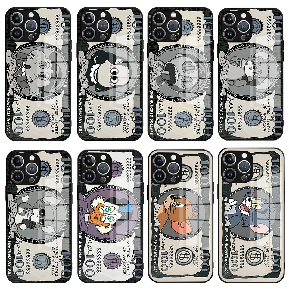 Funny Dollar Cat Telefon Puzdet pre Samsung Galaxy S24 S23 S22 S21 S20 Note20 Ultra Plus Fe M20 M34 54 4G 5G Glass Silikone Cover