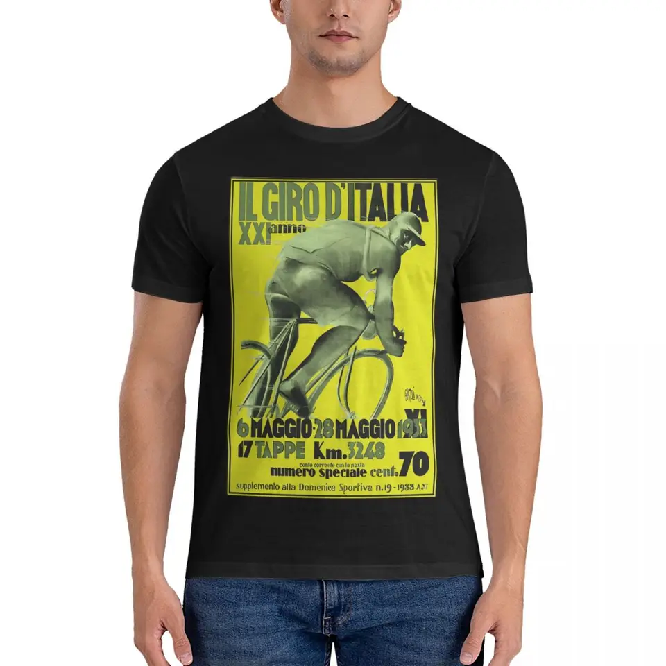 Funny Giro D Italia Vintage 1933 Racing Racing Reklamné tričká Crewneck Pure Cotton T tričká
