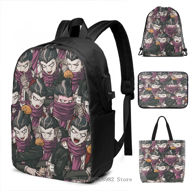 Funny grafická tlač Gundham Tanaka (2) USB poplatok batohu Men School tašky Ženy tote tašky cestovné tašku na laptop