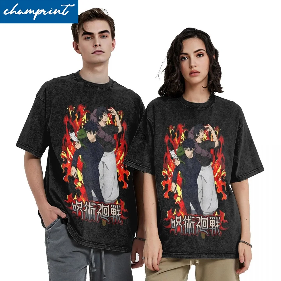 Funny Jujutsu Kaisen Megumi a Toji Anime Vintage Wased Tričko Men bavlnené krátke rukávy O-Neck Letné Top Tee TEE