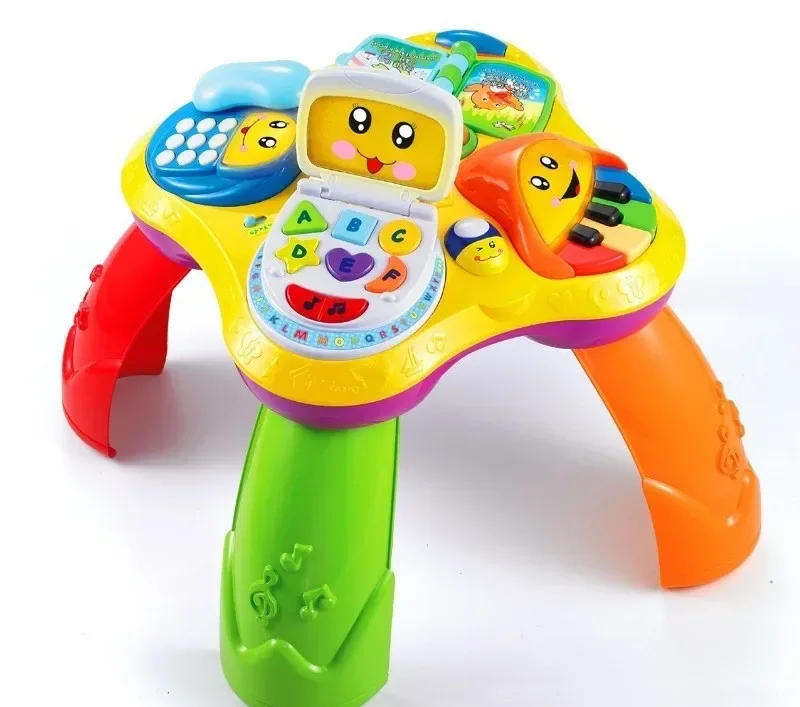 [Funny] Karikatúra Multi-Function 4 In 1 Kniha/laptop/telefón/klavír Učenie hudobného stolového stola dieťaťa Baby Early Education Rast hračky Gift