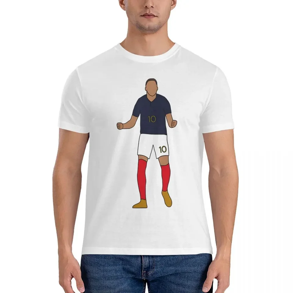 Funny Kylian Jersey Art, Francúzsko, futbalové nástenné umenie, minimalistická posádka Pure Cotton T tričko Mbappe s krátkym rukávom tričko s krátkym rukávom