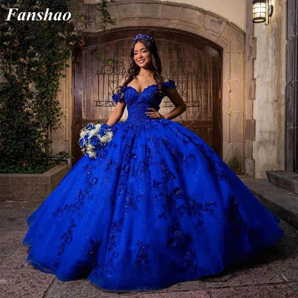 Furstenberg Princezná Quinceanera šaty na 15 rokov ručne vyrábané 3D kvetinové guľové šaty narodeninové šaty Vestidos de 15 prispôsobené