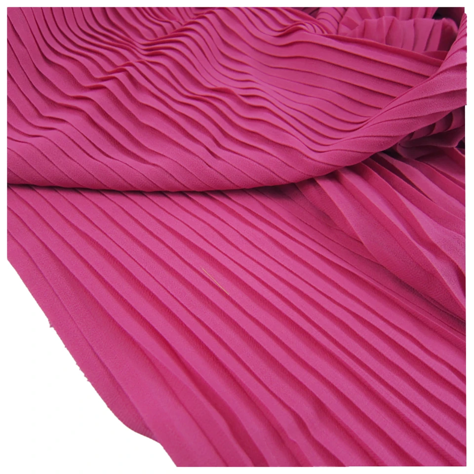 Fuschia skladaná perlová šifónová tkanina prešpinené odevy odevné šijacie materiály 150 cm 59 
