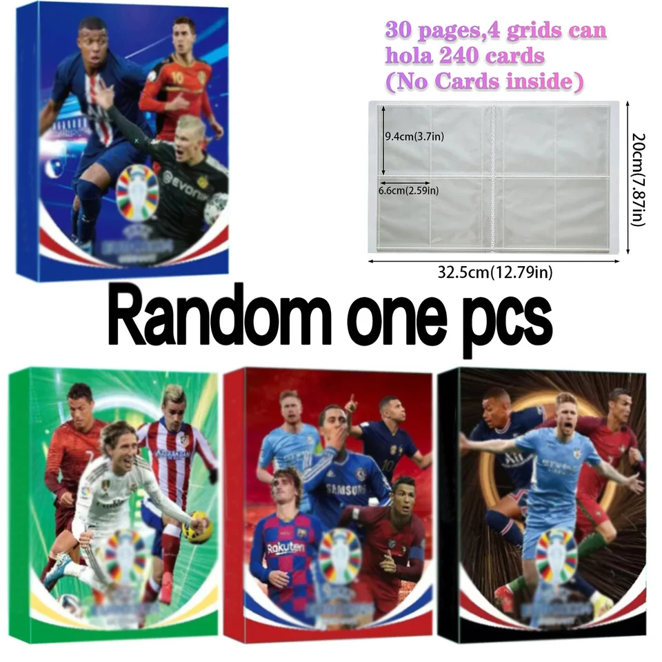 Futbalová hviezda karty Album mapa listu držiteľa Binder Binder 240ks Star Card Box Collection Zbierka knihy Zložka knihy Kid Hračka darček 2023 NOVINKA