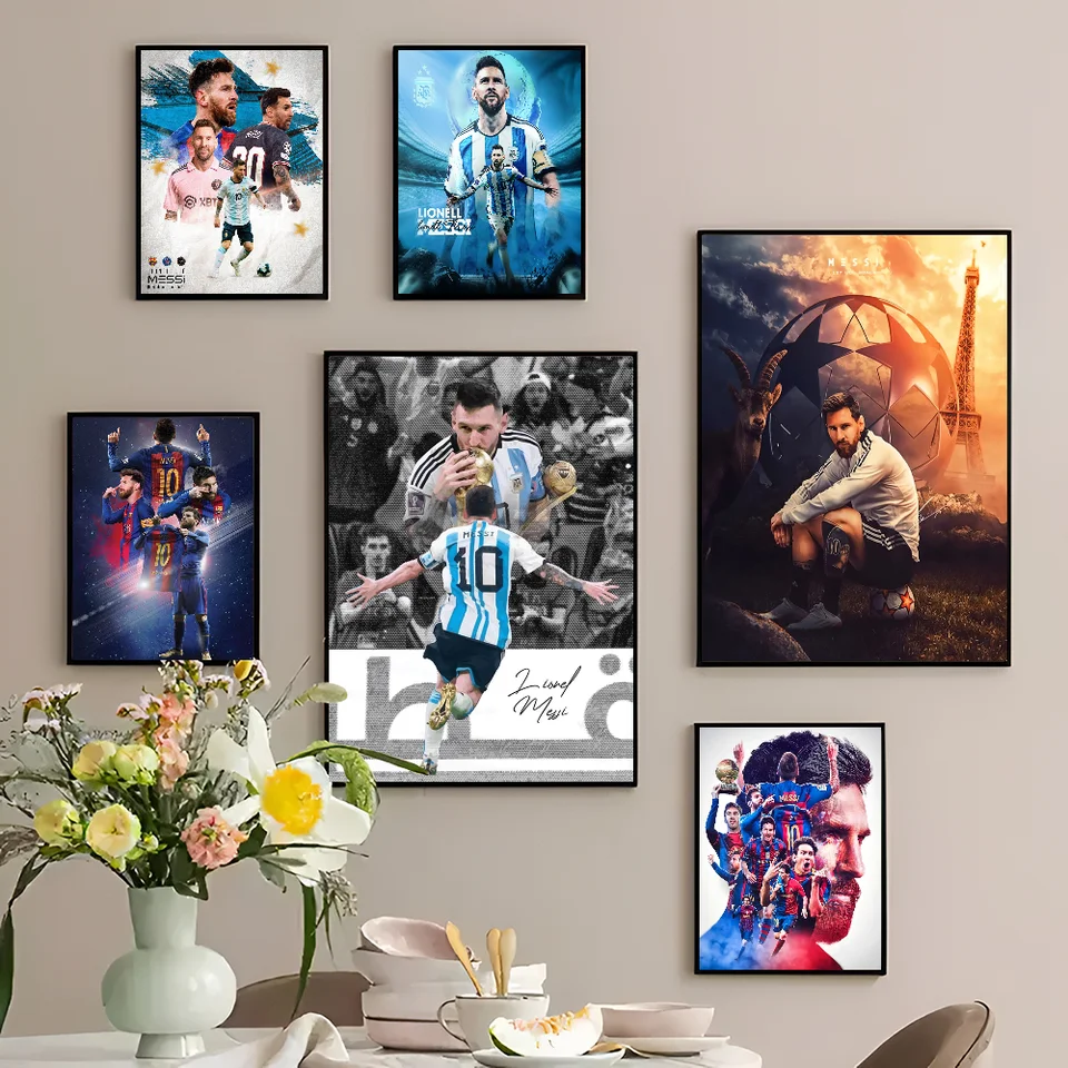 Futbalová hviezda M-Messi Self-Art Art Plagát Retro kraft papierová nálepka DIY ROOM BAR CAFE STRECERS
