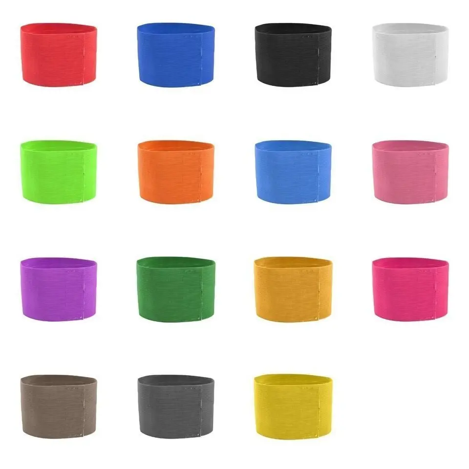 Futbalová skupina Nová skupina Nová skupina Armband Futbalový futbal Soccer Solid Color Blank Elastic Elastic s nylonovým háčikom a slučkovým rukávom Vysoko kvalitný odznak