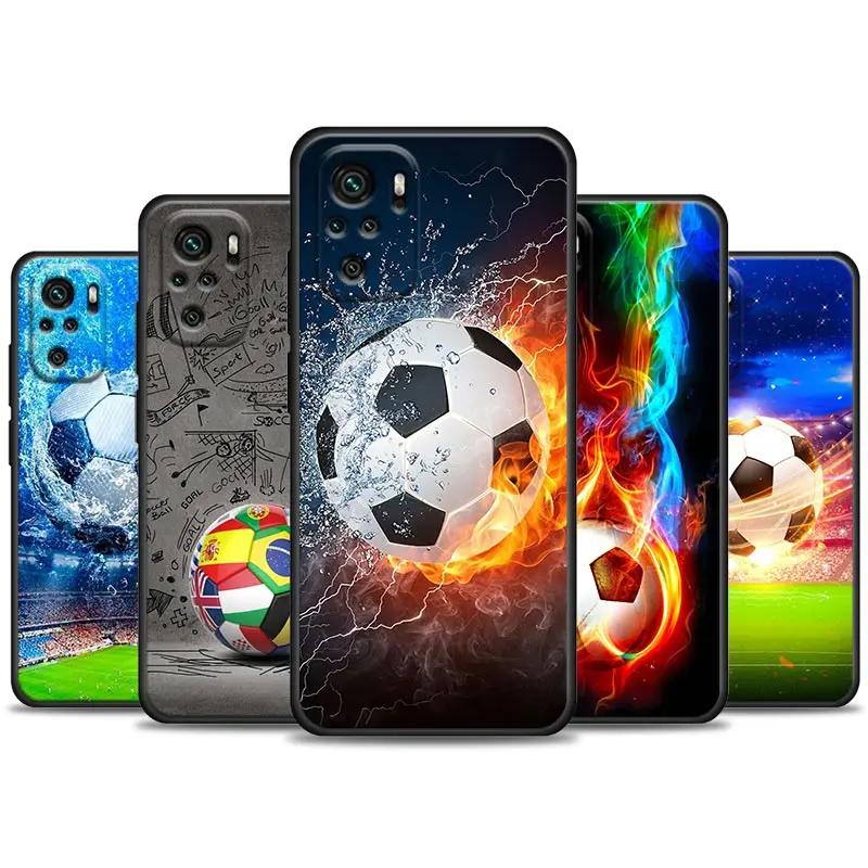 Futbalové futbalové lopty telefón pre telefón pre Xiaomi Redmi Note 12 11 10 9 8 Pro 10s 11s Soft Cover pre Redmi Note 8Pro 10Pro 12Pro Plus
