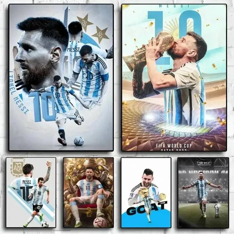 Futbalové legendy Messi Ronaldo plagát bezrámový maľba akvarelu pre obývaciu izbu Štúdium domáci dekor dokonalé fanúšikovské darčeky Coll