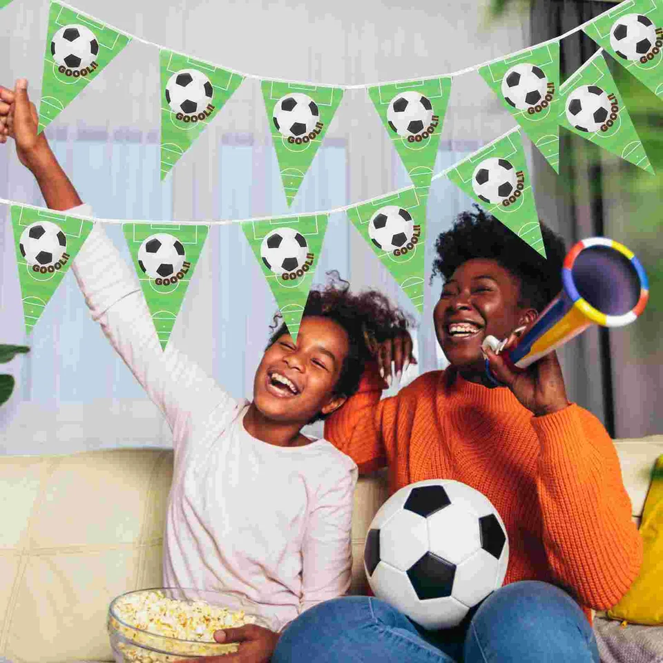 Futbalové narodeniny dekorácie téma Bunting Banner Pull Flag Garland Set Party