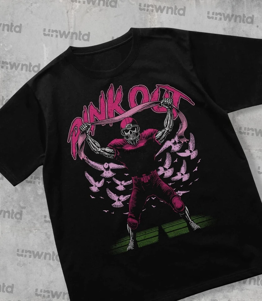 Futbalové tričko s rakovinou prsníka - Pink Out - Grafické odpaliská - kostrová košeľa - darčeková košeľa - košeľa bootleg - Vintage - kostrová košeľa