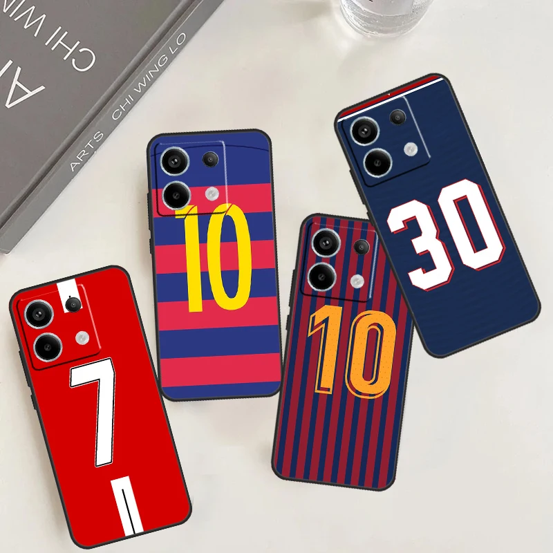 Futbalové číslo 10 7 Prípad pre Redmi Note 13 Pro Poznámka 12 9 10 11 Pro 9s 10s 11s 12s Redmi 9c 10c 12c 13c