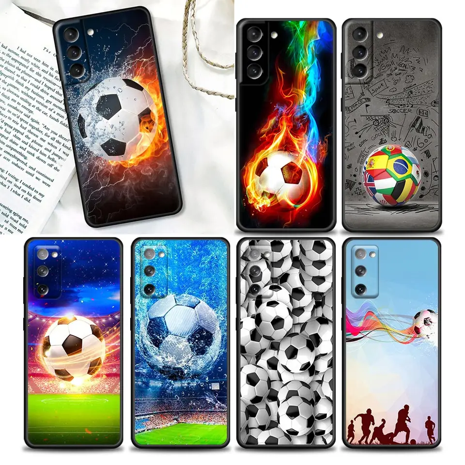 Futbalový futbalový futbal pre futbal pre futbalové puzdro pre Samsung Galaxy S24 Ultra S23 5G S20 S21 23 Fe S10 S9 S22 S24 Plus Čierny mäkký obal