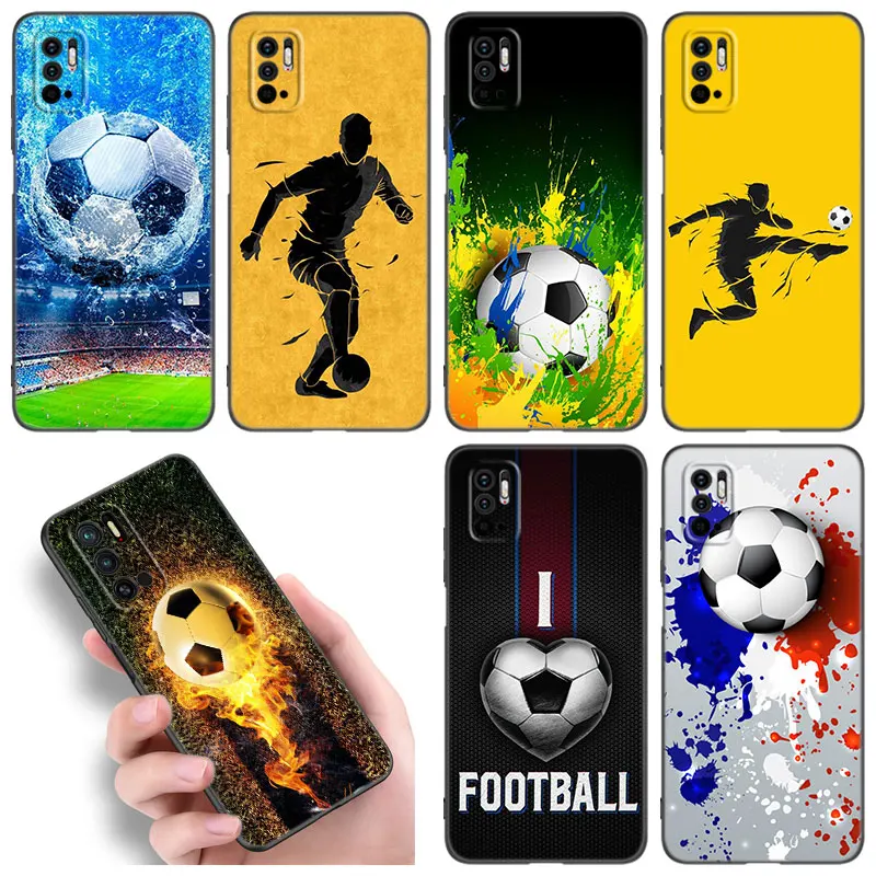 Futbalový futbalový loptičník pre puzdro pre Xiaomi Redmi Note 11E 11T 5 6 7 8 9 10 11 Pro 11S 4G 10T 5G 9S 10S 8T Soft TPU Čierny obal TPU