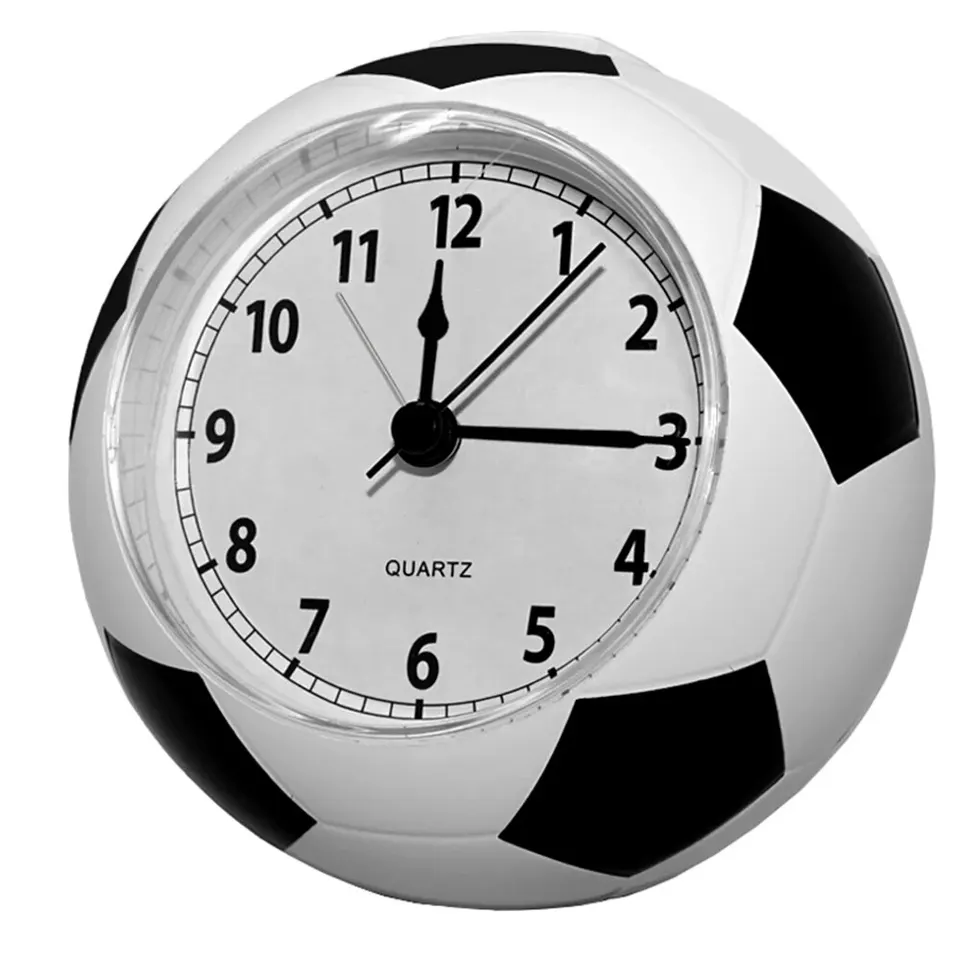Futbalový loptičku Alarm, tiché stolové hodiny 3D futbal v tvare študentská karikatúra roztomilé hodiny, narodeninové darčeky pre chlapcov dievčatá