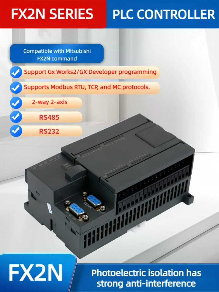 FX2N PLC Controller Priemyselná doska 16/26/30/40MR/T s analógom 4AD2DA Support Works2 Programovanie softvéru a Modbus RTU/TCP