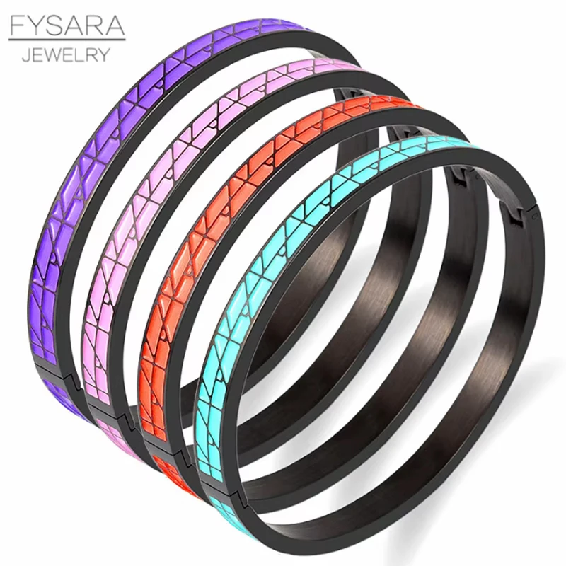 Fysara Geometric Desgin viacfarebná živicová náramky z nehrdzavejúcej ocele Záverový náramok pre ženy pre ženy