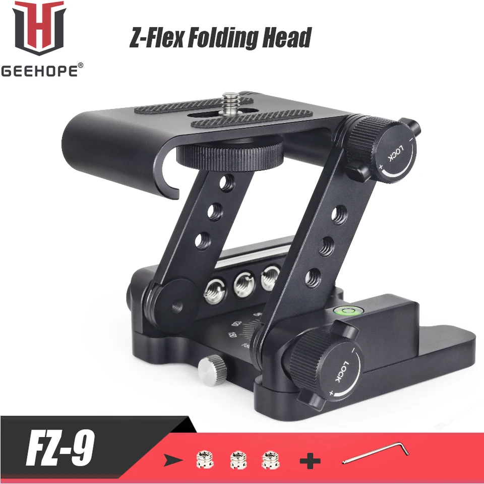 FZ-9 Vylepšené Z-FLEX TILT TILT HLASIC Hliníková skladacia hlava pre Canon Nikon Sony DSLR Camera Camera Smartphones Slider Rail Rail