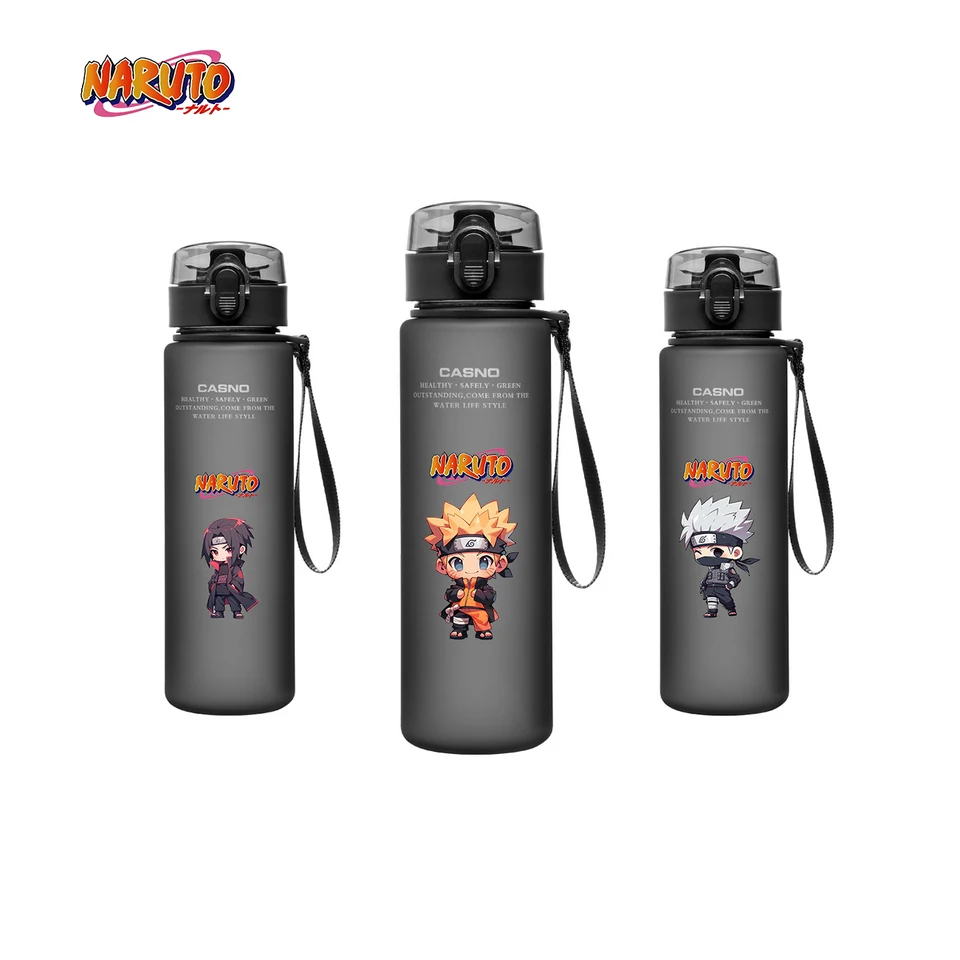 Fľaša na vodu Naruto Uzumaki Uchiha Sasuke Hatake Kakashi 560 ml prenosný športový plastový pohár kemping fitness fľaša darček