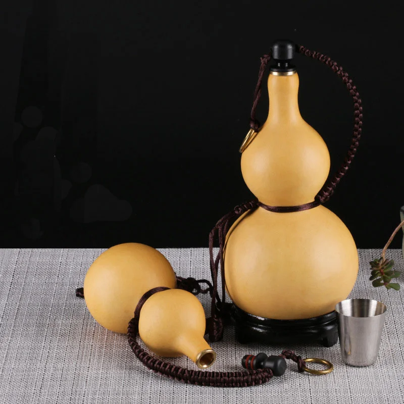 Fľaša na vodu z prírodnej tekvice pre cosplay hulu hulou calabash domáci stôl dekor čínska tekvica pre nápoje držiak ornament