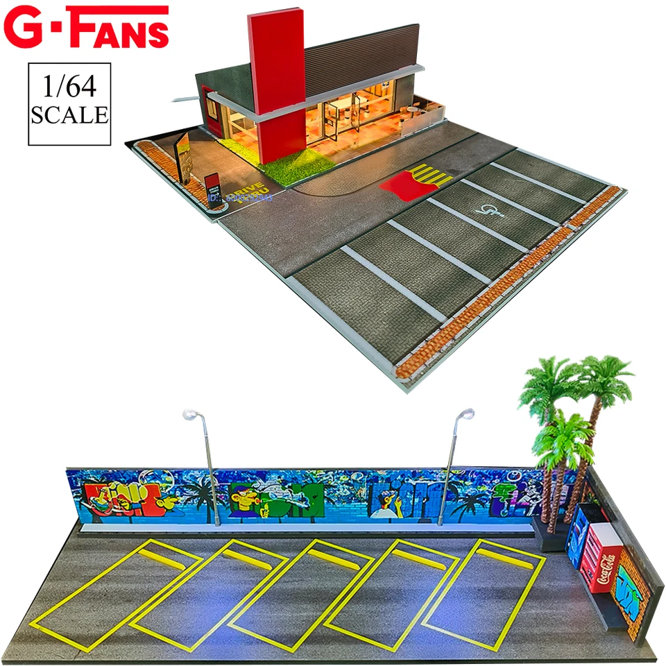 G Fanúšikovia 1:64 Modely garáže pre garáže parkovacia garáž zostavené scéna diorama s LED svetlom parkovacieho priestoru zobrazovací rám
