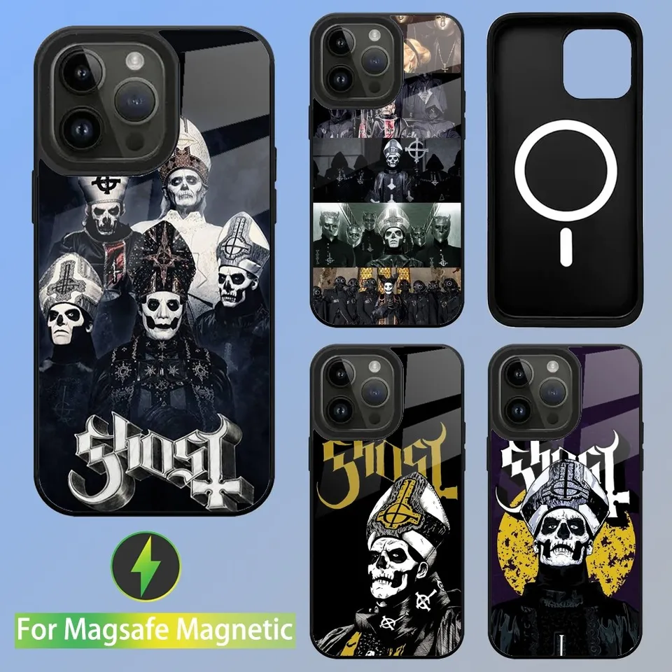 G-G-Ghost Heavy Metal Band Pase Pase pre iPhone 15,14,13,12,11, Plus, Pro, Max Mini Magsafe Magnetic Wireless nabíjanie