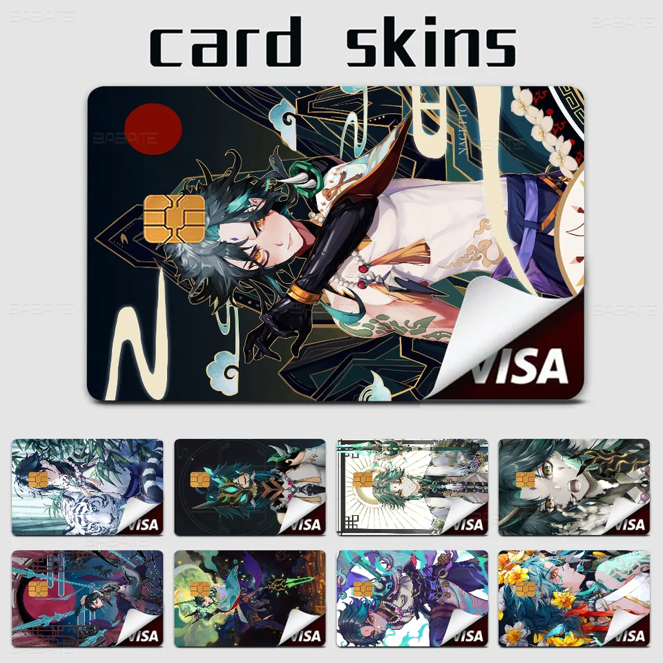 G-Genshin I-Impact Xiao Anime Front Cover Film Sticker Skin Skin Pre kreditnú debetnú kartu malý veľký čip