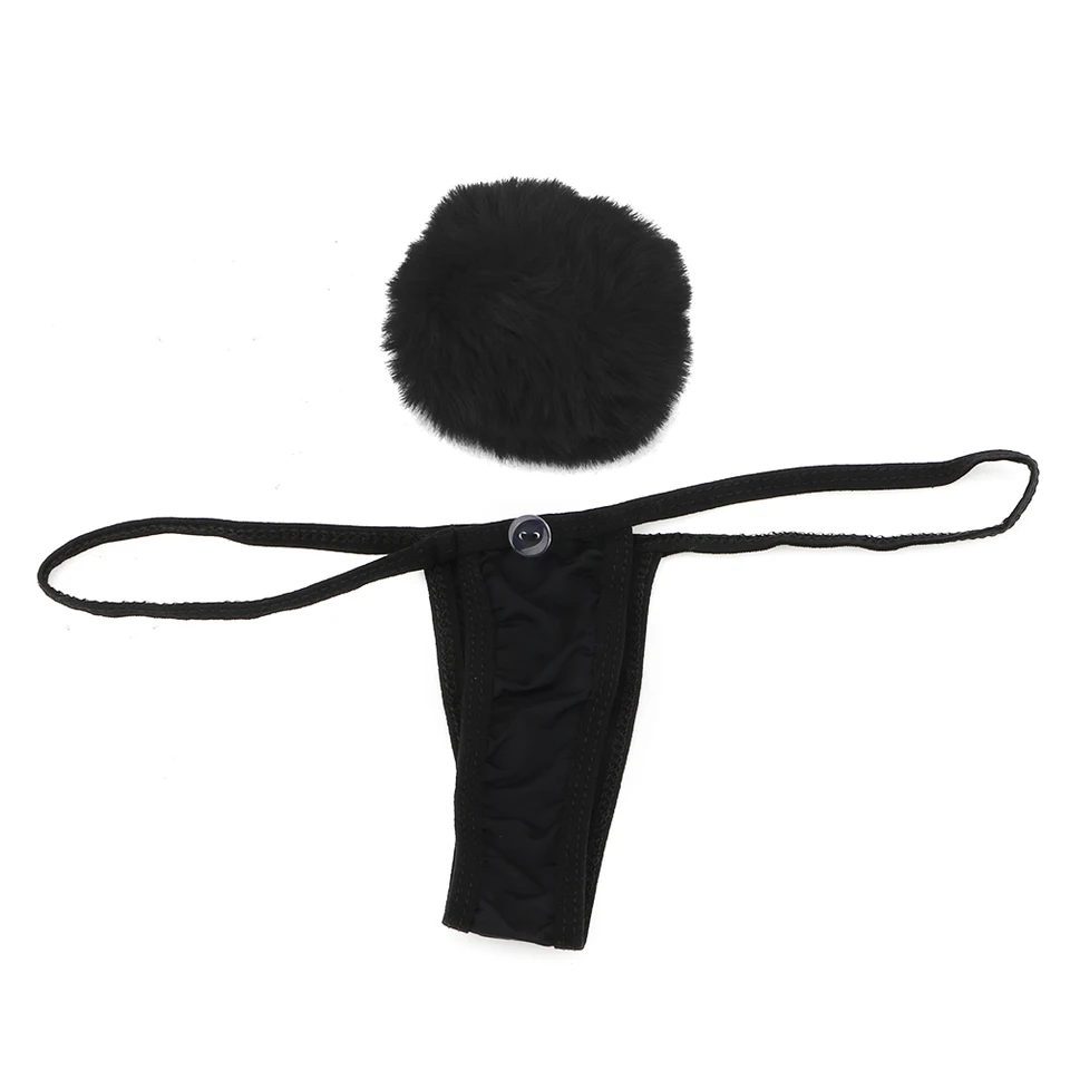 G String Cotton Termong Erotic Erotic Underwear Dospelé výrobky Odnímateľné králičie vlasy na vlasy nohavičky T-back spodky sexy oblečenie