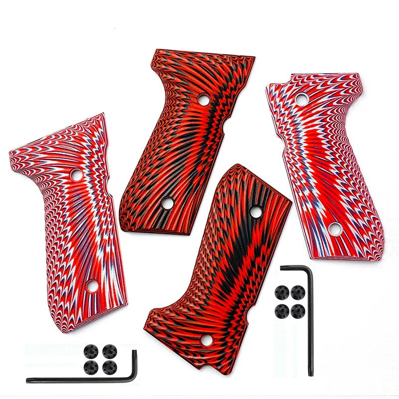 G10 Material Sunburst Texture Grip Rukover Scale Platch pre Beretta 92/96 v plnej veľkosti, Beretta 92FS, M9, 92A1, 92 Inox DIY diely