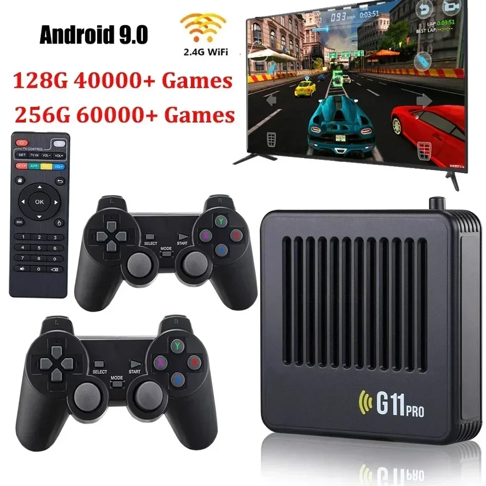 G11 Pro 4K HD Video Game Console Box Postavený v 60000+Games Android ＆ Emoelec Dual System WiFi & LAN TV Games pre stroj pre PS1/GBA/FC