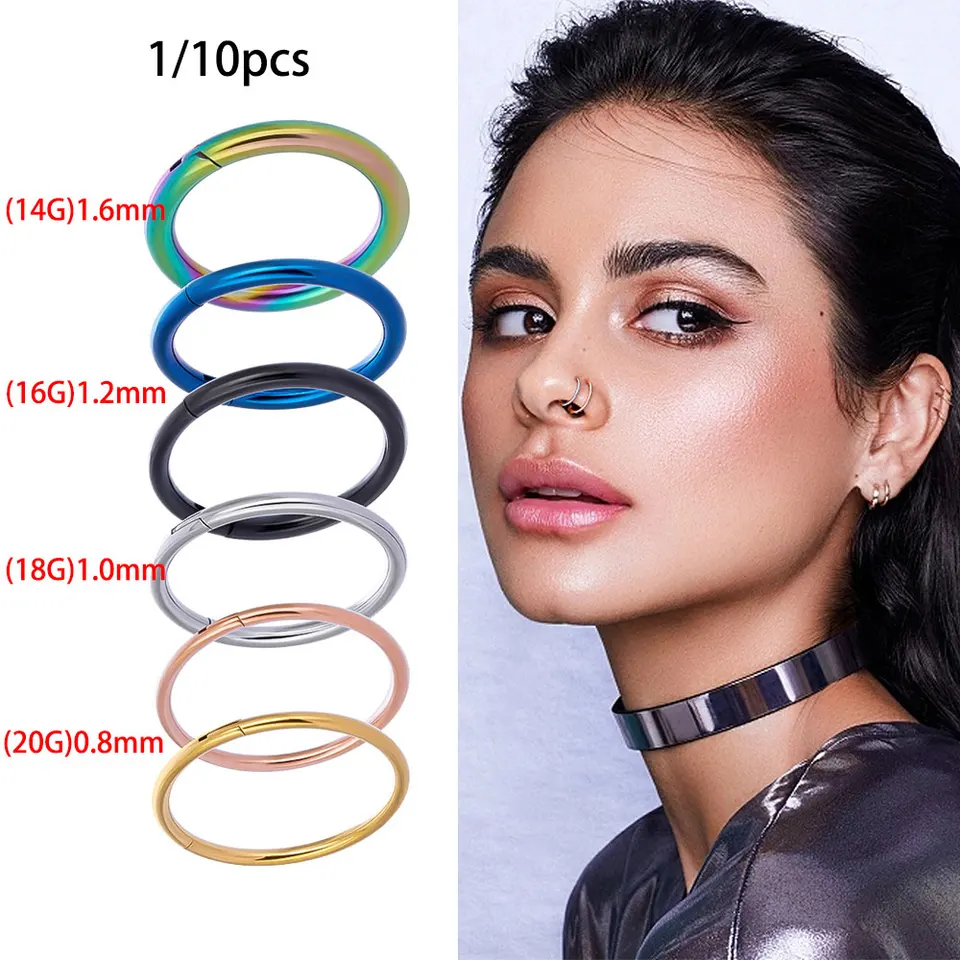 G23 Titanium ASTM F136 Piercing Hinged Septum Clicker Segment Nos Piercing Chrupav Helix náušnice Body Piercing Daith šperky