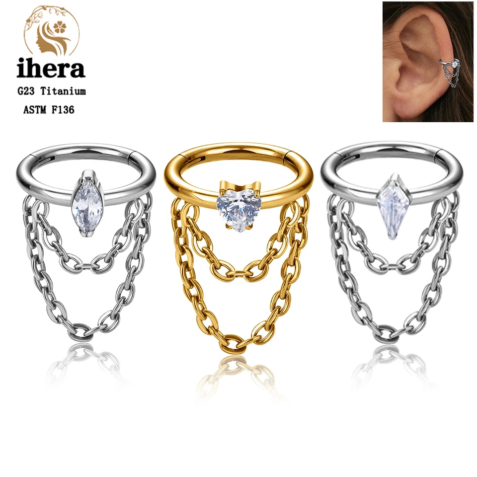 G23 Titánový piercingový reťaz náušnice obruče 16g sklonený segment uší tragus chrupavka špirála špirála Daith Pierc Ring Body Jewelry