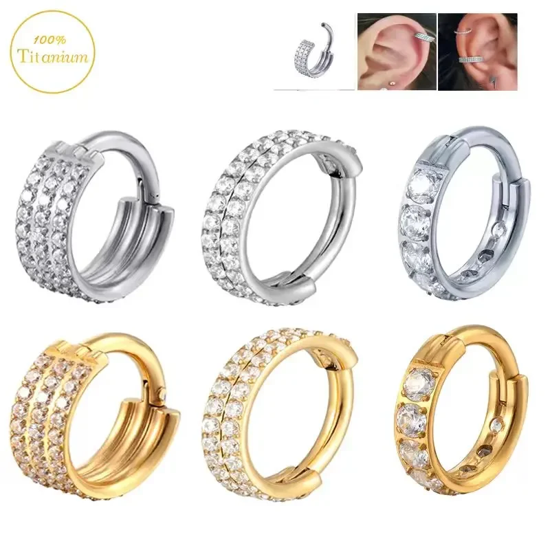 G23 titánový septum piercing nose prstene zirkón hinged segment klikačová obručová chrupavka chrupavka Tragus náušnice helix piercing šperky