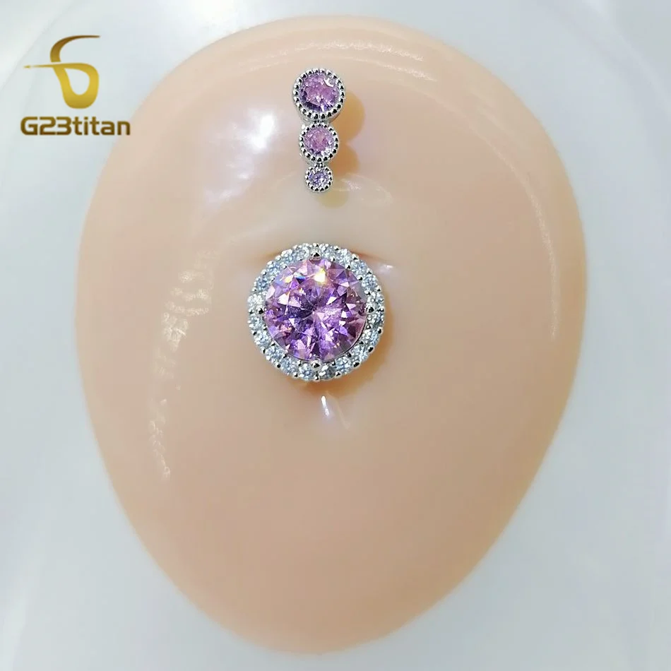 G23titan ružový krištáľový zirkón brucho gombíkový prsteň 14g G23 titánový bar pupok piercings piercings proti alergickému telu šperky pre ženy