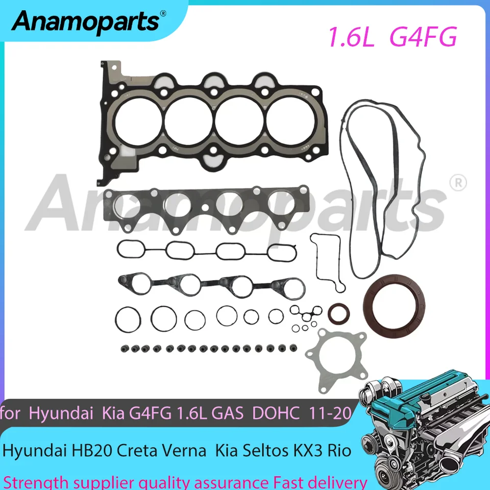G4FG 1,6L motorov Tesnenie súpravy pre 11-20 Hyundai HB20 Creta Verna Kia Seltos KX3 Soul 1,6 LT L4 Gas Dohc Turbo 20910-2BB03