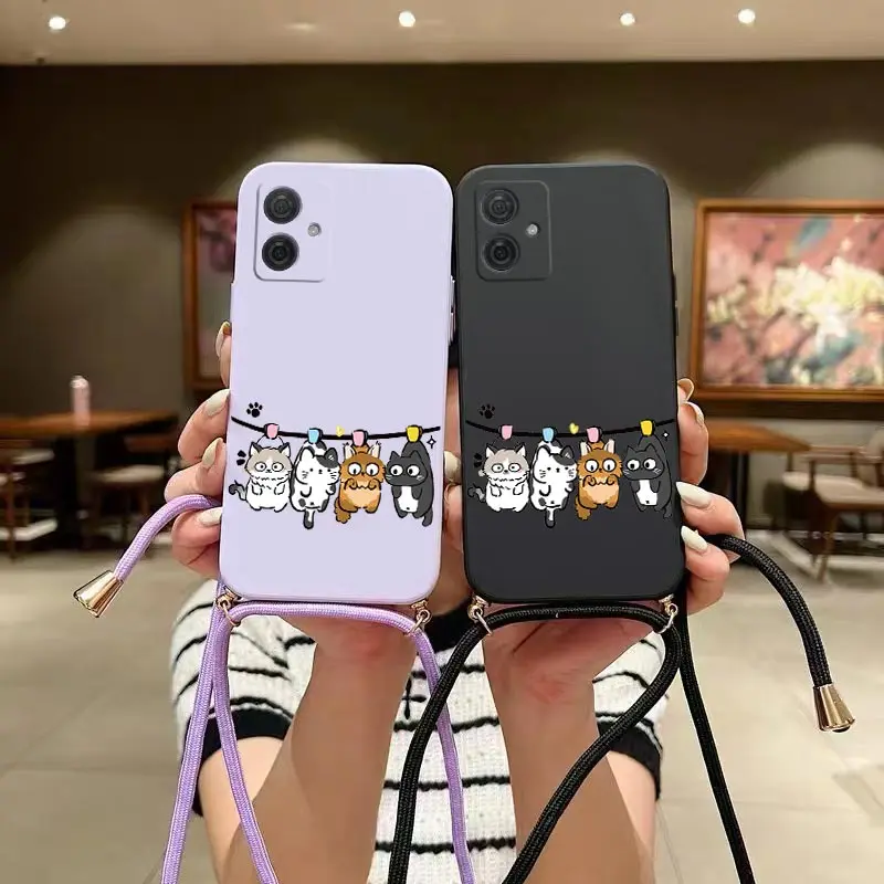 G54 Štyri malá mačka Silikónový puzdro pre Motorola Moto G54 G50 G42 G52 G22 G24 G14 G20 G84 G100 G53 G72 G34 Kryt