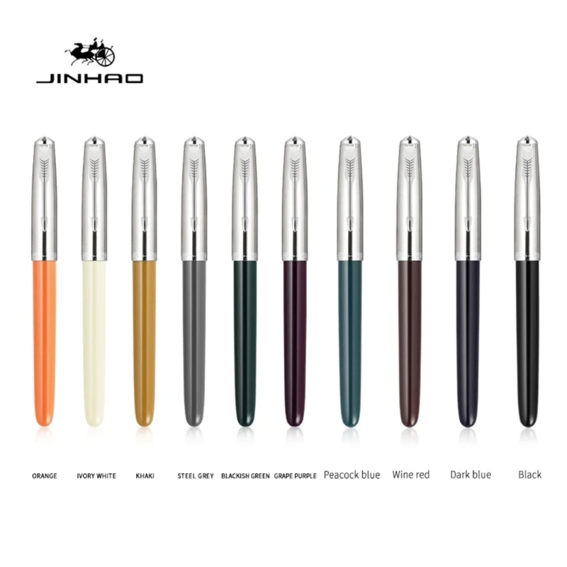 G5AA Jinhao- 86 Classic Style Strípový klip Fountain pero 0,38 mm NIB atramentové perá strieborné čiapky Kancelária
