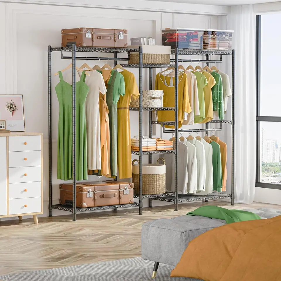 G6 drôtený stojan na odev s ťažkým oblečením stojan na stojan Armoire Armoire Storage voľne stojaci kovový odev šatníka šatníka